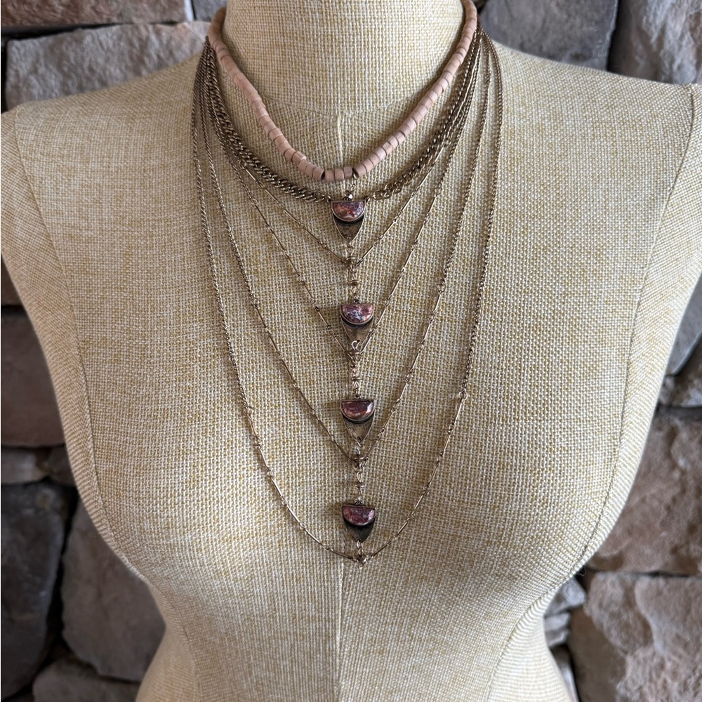 New🌟Free People-Elegant Multi-Layered Necklace with Purple Stones